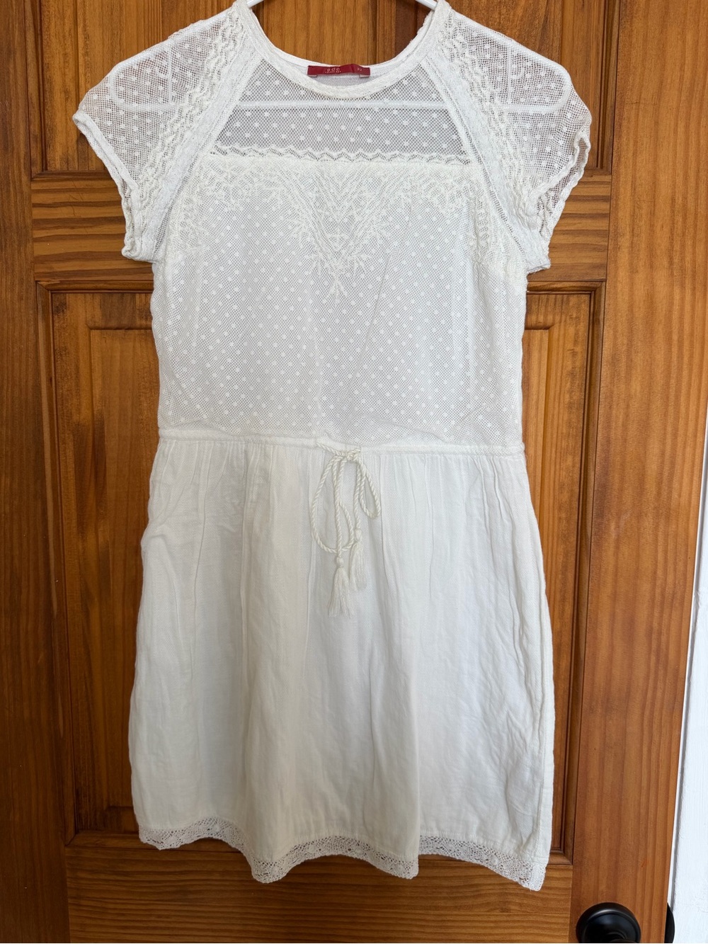 EDC ( by Esprit Group) White Lace-Trim Cotton Blend Mini Dress